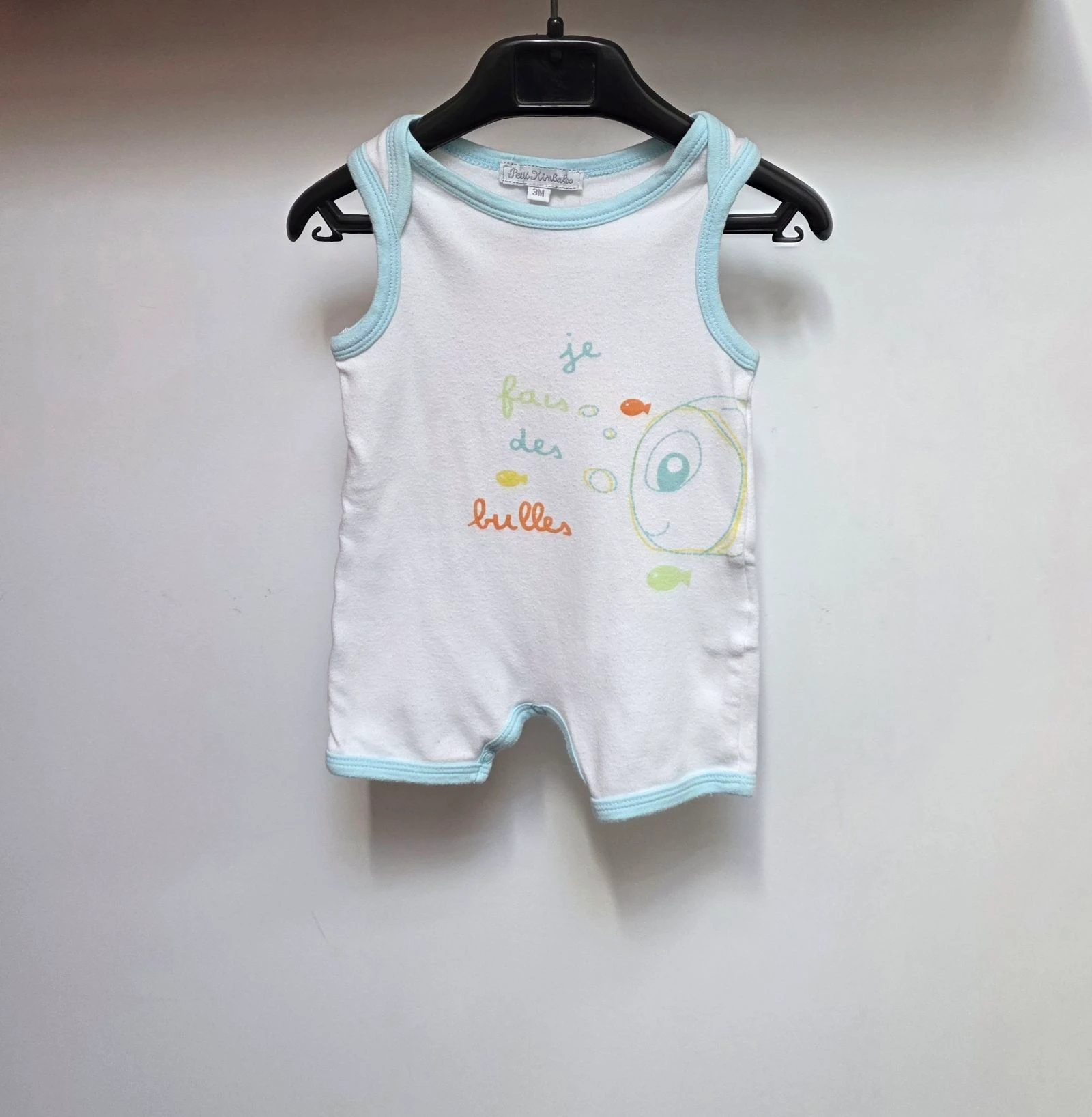 Combishort sans manches "Je fais des bulles" Petit Nimba Taille 3 mois